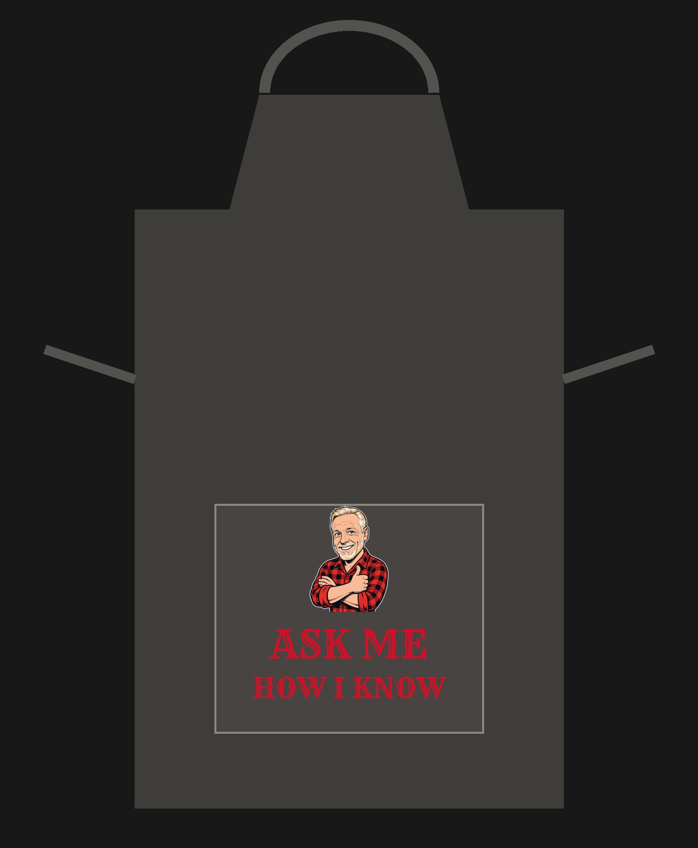 Ask Me How I Know shop apron with mascot pocket print